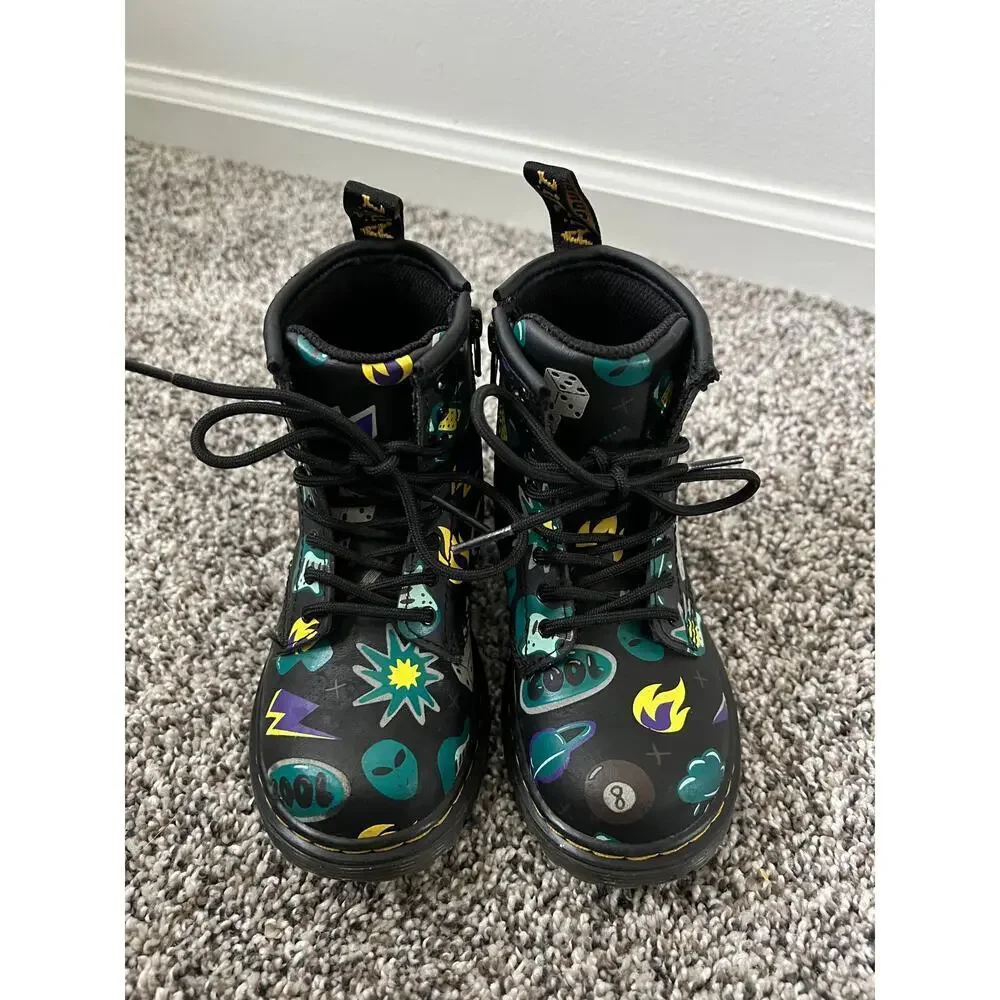 Dr. Martens Black Space Graphic Boots toddler 9
